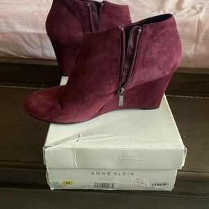 Anne Klein suede wedge ankle booties